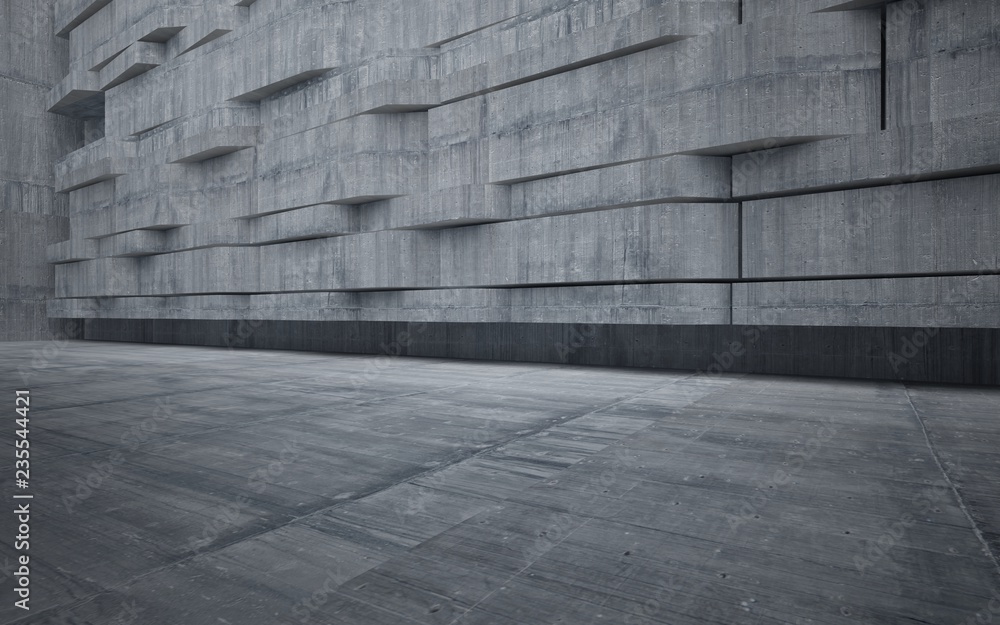 Abstract interior of concrete. Architectural background. 3D illustration and rendering