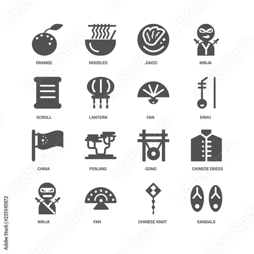 Sandals, Erhu, Fan, Ninja, Chinese dress, Orange, Scroll, China,