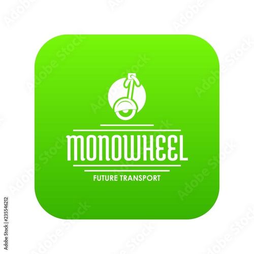 Personal mono wheel icon green vector isolated on white background