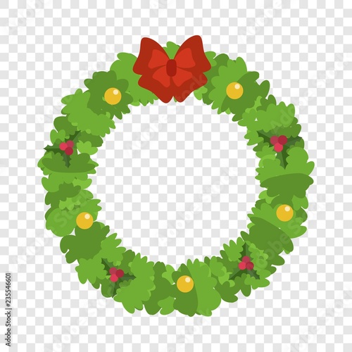 Christmas wreath icon. Flat illustration of christmas wreath vector icon for web design