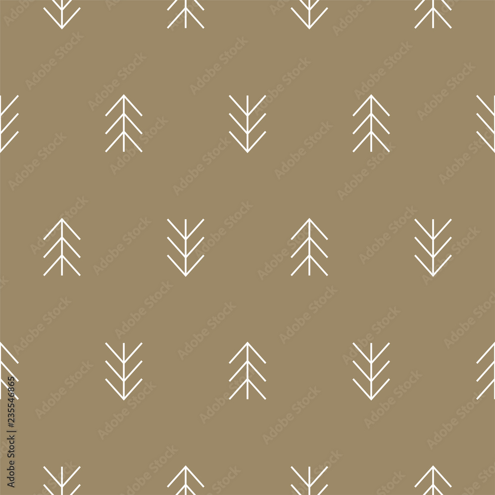 Christmas vector seamless pattern with Christmas geometric abstraction trees. New Year's background. Hipster fashion design