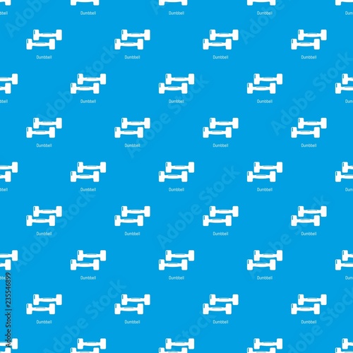 Fitness dumbbell pattern vector seamless blue repeat for any use