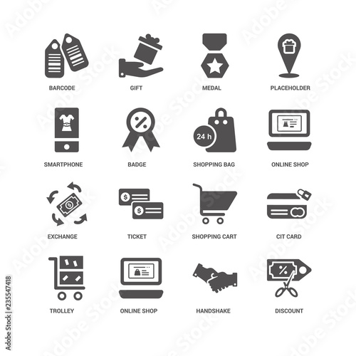 Discount, Badge, Barcode, Gift, Cit card, Shopping cart, Ticket,