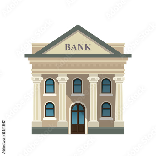Bank building facade. Isolated on white background. Vector illustration design. Flat style. Eps10.
