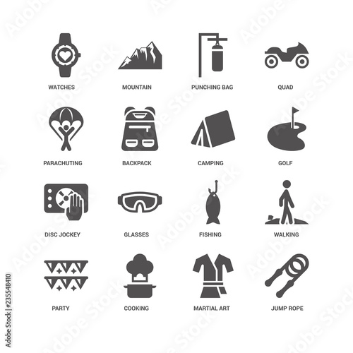 Jump rope, Backpack, Watches, Mountain, Walking, Fishing, Glasse