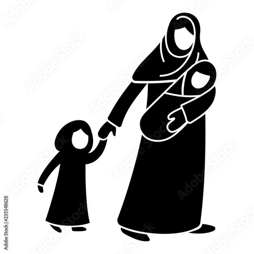 Refugee mother children icon. Simple illustration of refugee mother children vector icon for web design isolated on white background