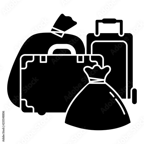 Migrant refugee bags icon. Simple illustration of migrant refugee bags vector icon for web design isolated on white background