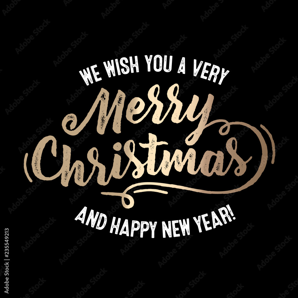 Merry Christmas. Decorative Font. Happy New Year. Vector Lettering Design. Red Card. WInter Snowflakes. Decorative Elements. Vintage Handwritten Typeface.