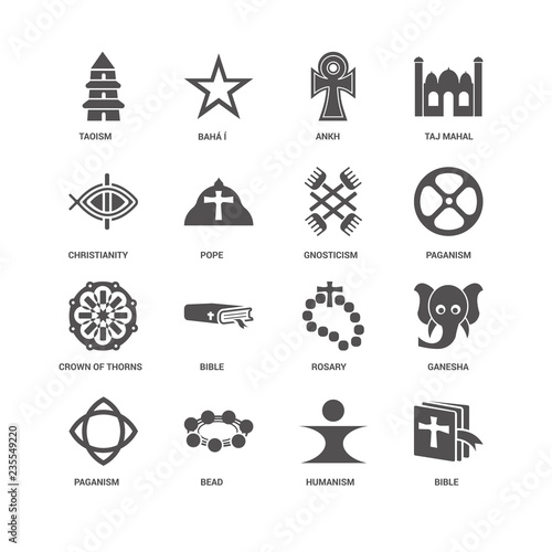 Bible, Pope, Taoism, BahÃ¡ Ã­, Ganesha, Rosary, Humanism icon 16