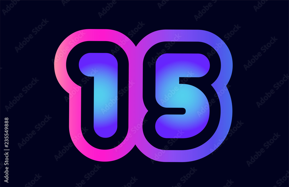 15 pink blue gradient number logo icon design 15 pink blue gradient number logo icon design