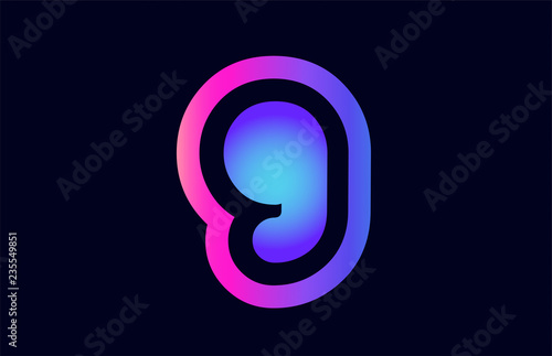 9 pink blue gradient number logo icon design