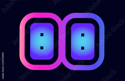 bb b b  pink blue gradient alphabet letter logo combination icon design