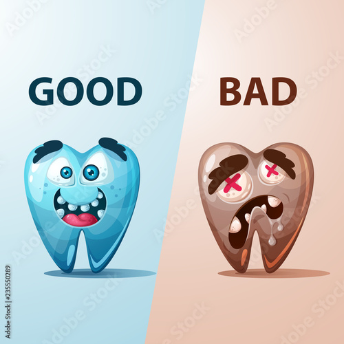 Good and bad tooth illustration.