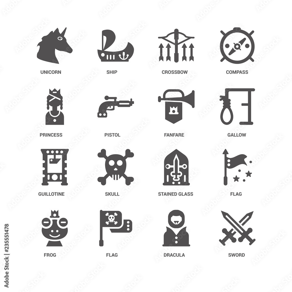 Sword, Gallow, Fanfare, Frog, Flag, Unicorn, Princess, Guillotin Sword, Gallow, Fanfare, Frog, Flag, Unicorn, Princess, Guillotin
