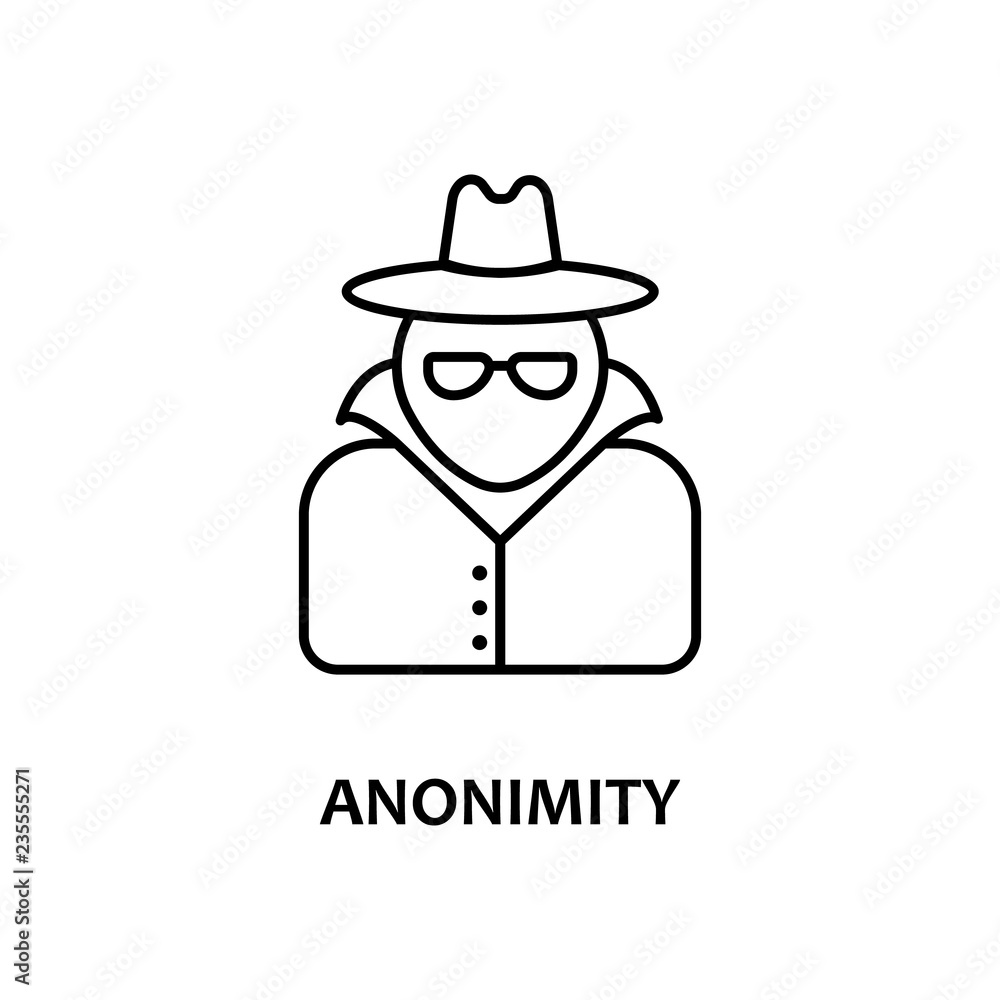 anonimity icon with name. Element of crypto currency for mobile concept and web apps. Thin line anonimity icon can be used for web and mobile