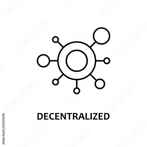 decentralized icon with name. Element of crypto currency for mobile concept and web apps. Thin line decentralized icon can be used for web and mobile