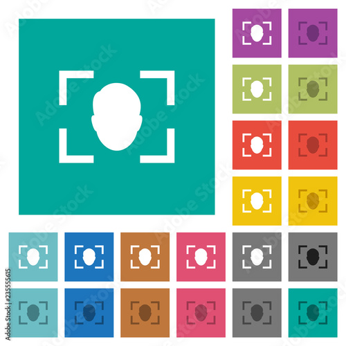 Camera selfie mode square flat multi colored icons