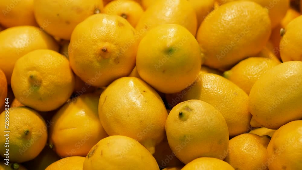 Harvest of lemons on the shop counter. Close up Harvest of lemons on the shop counter. Close up
