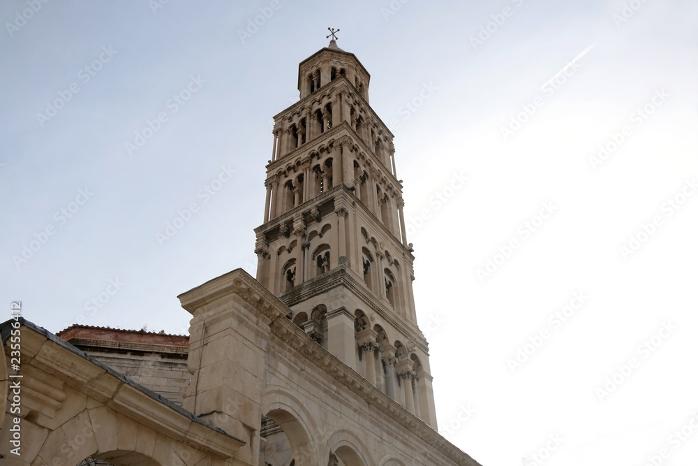 Saint Domnius bell tower and cathedral in Split, Croatia. Split is popular travel destination in Croatia.
