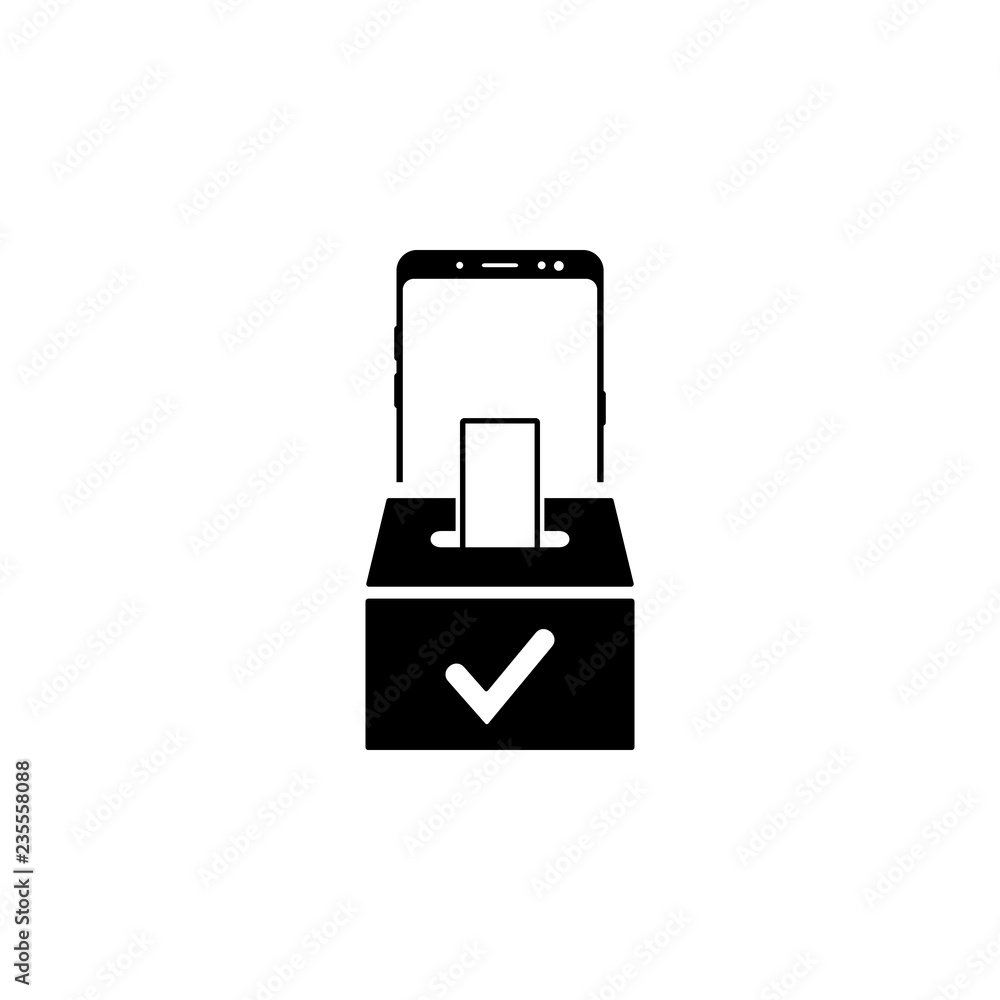 smartphone, box, check vector icon for websites and mobile minimalistic flat design smartphone, box, check vector icon for websites and mobile minimalistic flat design