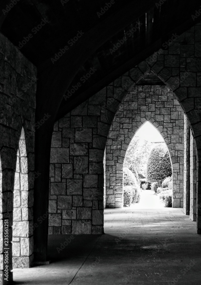Fototapeta premium Stone archways at a church.