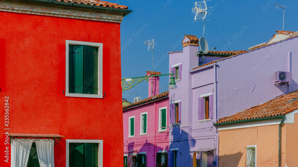 Colorful houses on the island of Burano, in Venice, Italy