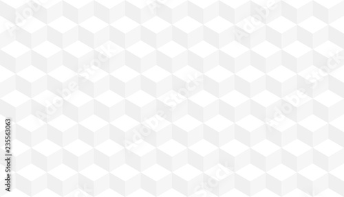 3D realistic white square pattern. Medern cube texture. Geometric symmetry background. Vector illustration