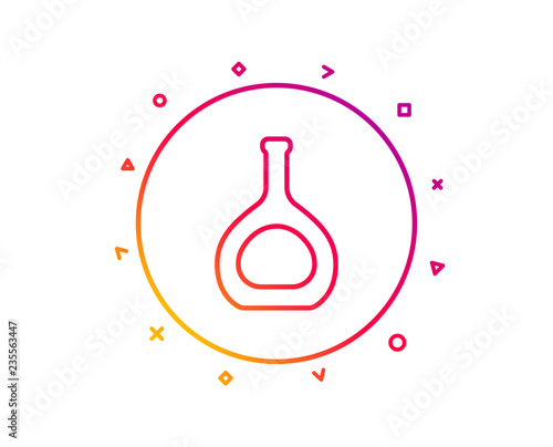 Cognac bottle line icon. Brandy alcohol sign. Gradient pattern line button. Cognac bottle icon design. Geometric shapes. Vector