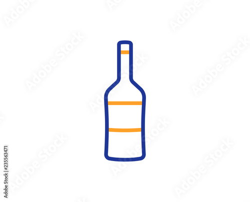 Wine bottle line icon. Merlot or Cabernet Sauvignon sign. Colorful outline concept. Blue and orange thin line color icon. Wine Vector