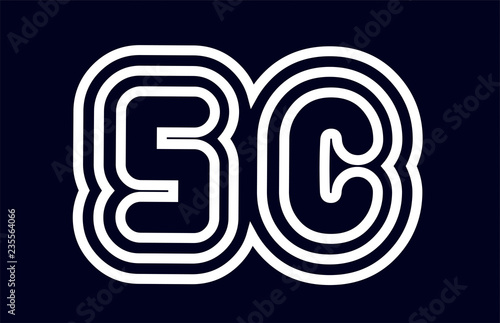 black and white alphabet letter combination sc s c logo company icon design