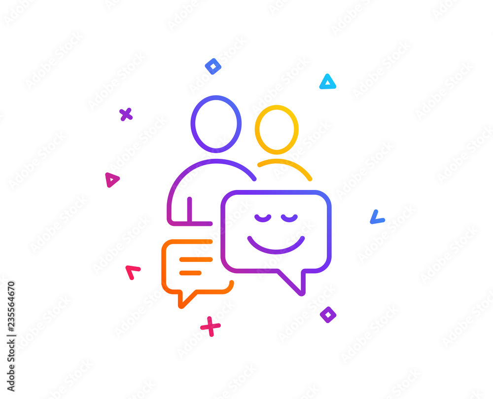 Group of Men line icon. Human communication symbol. Teamwork sign. Gradient line button. Communication icon design. Colorful geometric shapes. Vector Group of Men line icon. Human communication symbol. Teamwork sign. Gradient line button. Communication icon design. Colorful geometric shapes. Vector