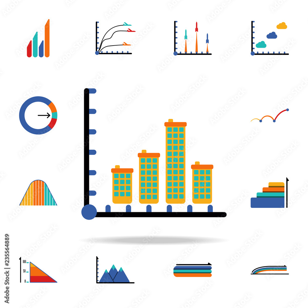 Obraz premium colored Infographic chart in real estate icon. Business data graphics icons universal set for web and mobile