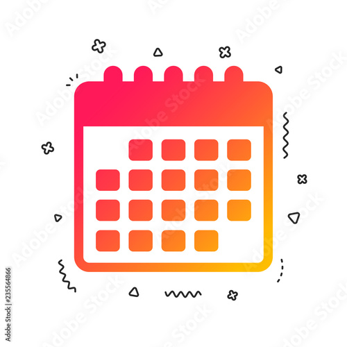 Calendar icon. Event reminder symbol. Colorful geometric shapes. Gradient calendar icon design. Vector