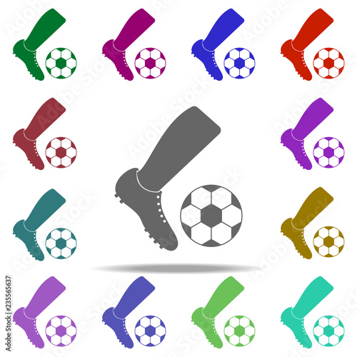 Foot and soccer ball icon. Elements of Football in multi color style icons. Simple icon for websites, web design, mobile app, info graphics
