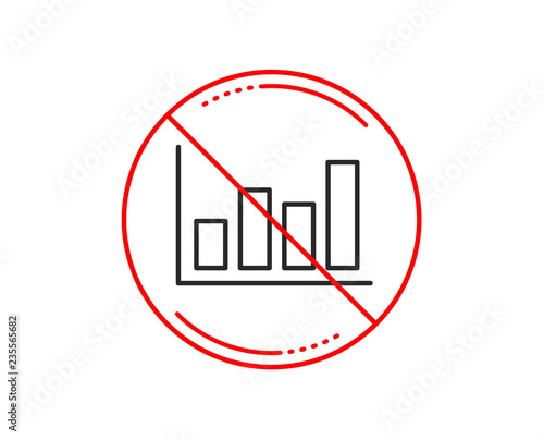 No or stop sign. Histogram Column chart line icon. Financial graph sign. Stock exchange symbol. Business investment. Caution prohibited ban stop symbol. No  icon design.  Vector