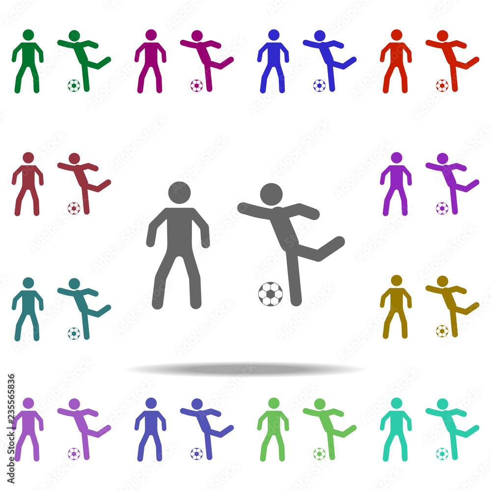 soccer players with a ball icon. Elements of Football in multi color style icons. Simple icon for websites, web design, mobile app, info graphics