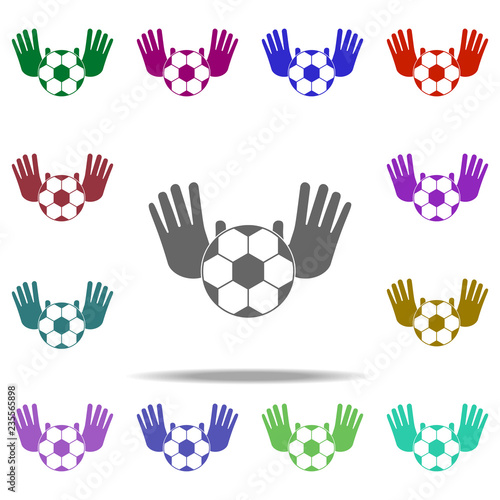 Goalkeeper's hands and ball icon. Elements of Football in multi color style icons. Simple icon for websites, web design, mobile app, info graphics © Jamila