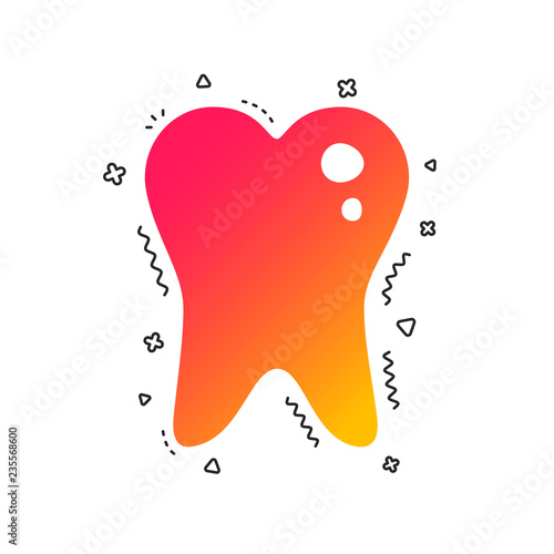 Caries tooth icon. Tooth filling sign. Dental care symbol. Colorful geometric shapes. Gradient caries icon design.  Vector