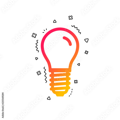 Light bulb icon. Lamp E14 screw socket symbol. Led light sign. Colorful geometric shapes. Gradient E14 lamp icon design.  Vector