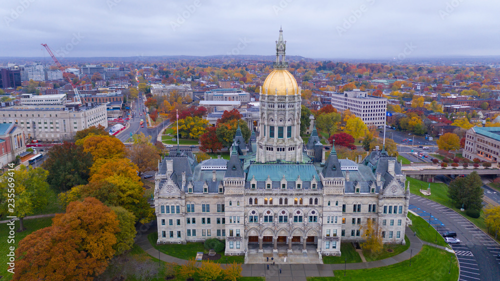 State Capitol Dome Hartford Connecticut Fall Color Autumn Season