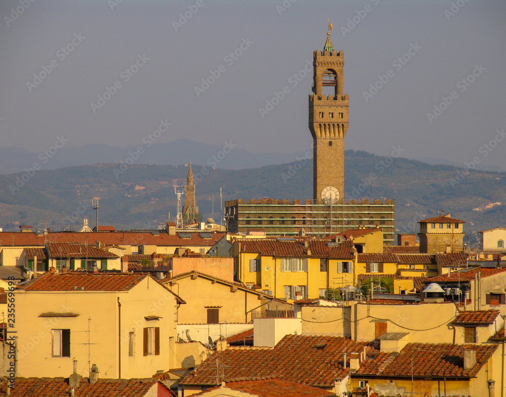 Cityscape skyline of the red rooftops of Florence, Italy
