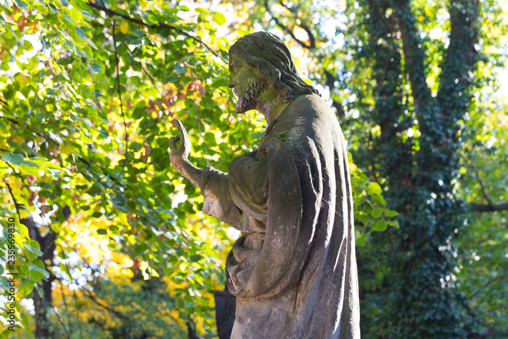 Historic Statue on the mystery old Prague Cemetery, Czech Republic Historic Statue on the mystery old Prague Cemetery, Czech Republic