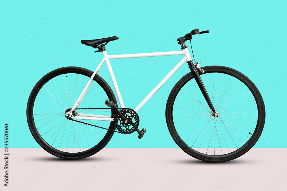A fixed gear bicycle isolated on white background A fixed gear bicycle isolated on white background