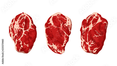 steaks on white