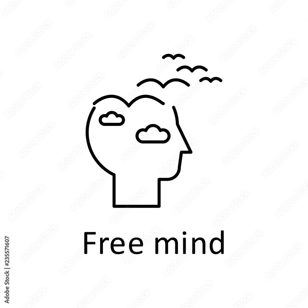 Human, clouds, birds in mind icon. Element of human mind with name icon. Thin line icon for website design and development, app development. Premium icon Human, clouds, birds in mind icon. Element of human mind with name icon. Thin line icon for website design and development, app development. Premium icon