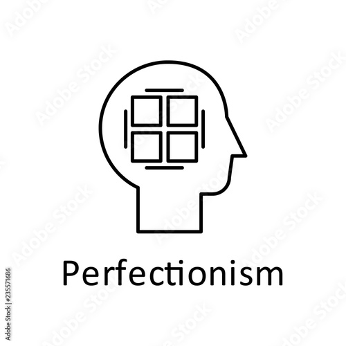 Human, perfectionist in mind icon. Element of human mind with name icon. Thin line icon for website design and development, app development. Premium icon