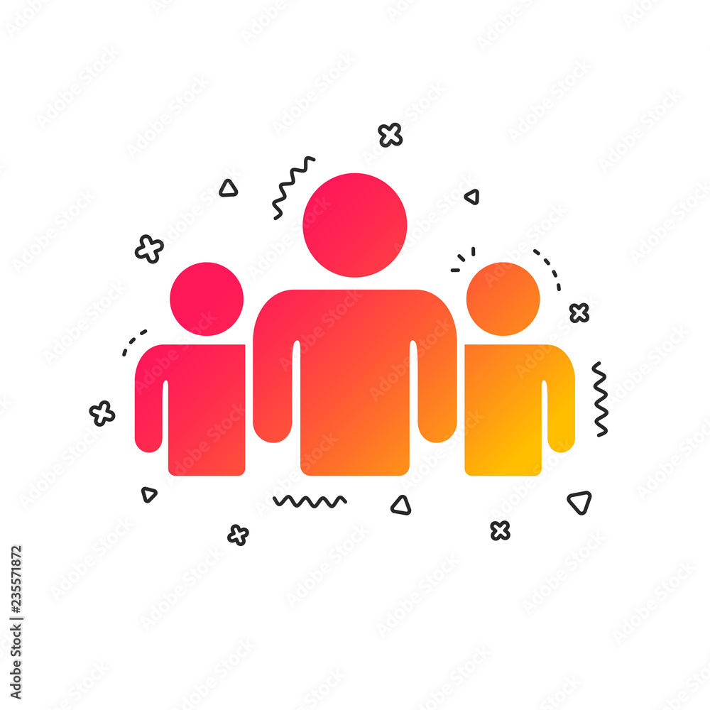 Group of people sign icon. Share symbol. Colorful geometric shapes. Gradient group icon design. Vector Group of people sign icon. Share symbol. Colorful geometric shapes. Gradient group icon design. Vector