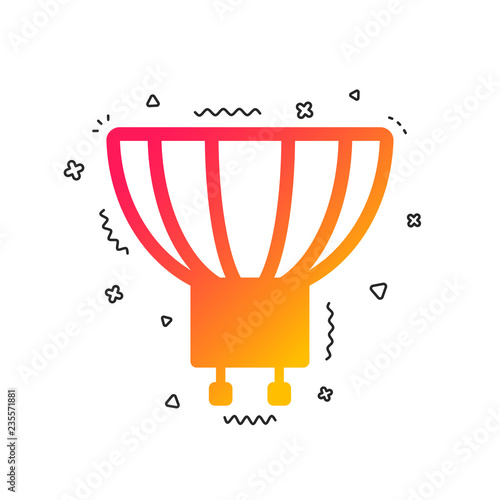Light bulb icon. Lamp GU10 socket symbol. Led or halogen light sign. Colorful geometric shapes. Gradient GU10 lamp icon design.  Vector