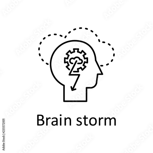 Human, gear, cloud, lightning in mind icon. Element of human mind with name icon. Thin line icon for website design and development, app development. Premium icon