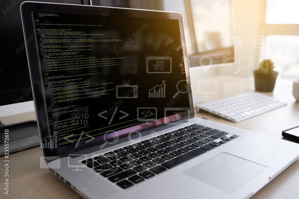 man work Coding software developer programmer is coding on a desktop computer man work Coding software developer programmer is coding on a desktop computer